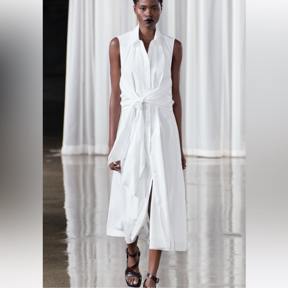 NWT Zara White Sleeveless Midi Dress with Slit